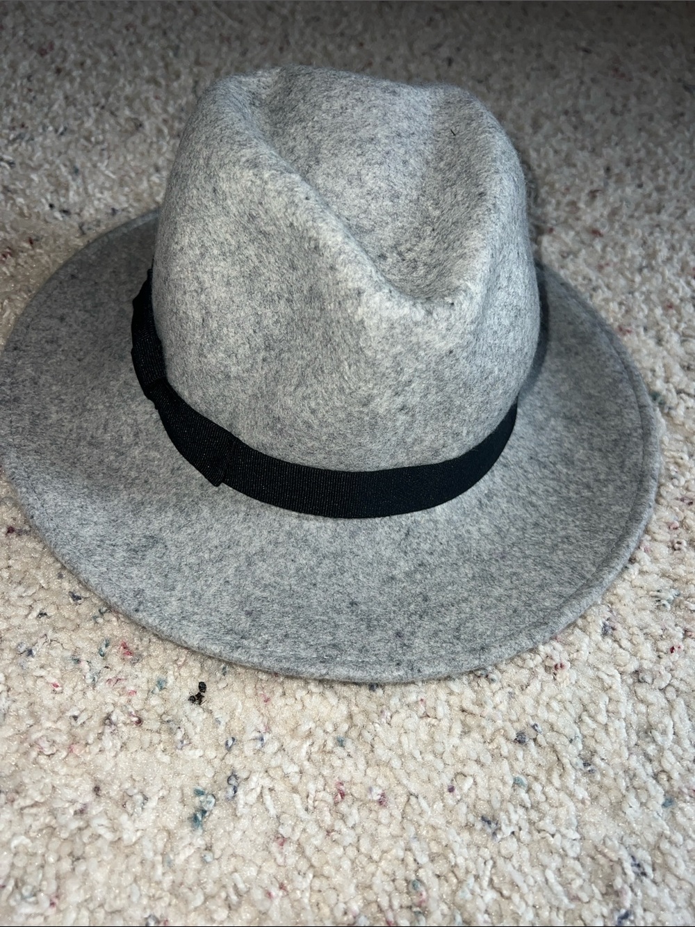 J. Crew Light Gray Wool Fedora with Black Band